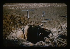 Image of Soil engineering and permafrost tests in test pits along the proposed runway 