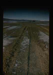 Image of C-130 ruts after test landing. Ruts are at a minimum. Polaris Promontory 