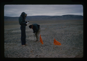 Image: Bearing strength tests of Polaris Promontory airstrip. Flags are located each 20