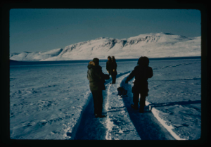 Image of Path from center of Centrum Lake to base camp on shore 
