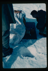 Image of Dan Krinsley reading meter to determine temperatures at varying depths