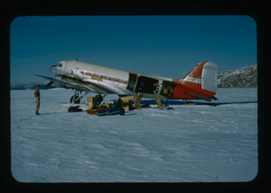 Image of Resupply of Lake Peters by C-47 on skis; Northwest Greenland near Thule