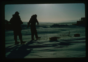 Image of Reading deflectometers installed in sea ice north of North Star Bay near Thule 