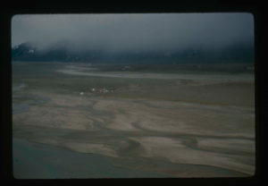 Image of Aerial view of Centrum Lake delta, to northeast. Base camp in background