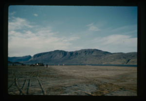 Image: View northwest, Centrum Lake airstrip midpoint, base camp west of touchdown