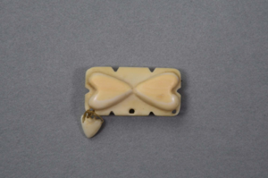 Image of Square ivory pin with 2 hearts connected