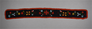 Image: Beaded embroidery on red border with black background