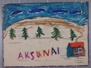 Image of Christmas Card, outdoor scene and Aksunai