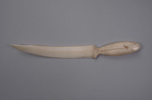 Image: Carved ivory letter opener with fish handle