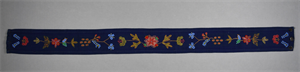 Image of Dark blue band with green, pink and orange embroidery and red, green, blue and 