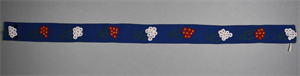 Image of Blue band with red, white and yellow beaded flowers, 2 snaps at ends