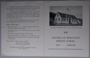 Image: Flyer, MacMillan-Moravian Mission School, showing school, request for donations