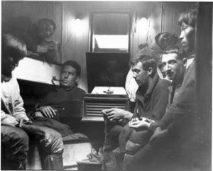Image of Crew in forecastle of Schooner Bowdoin, with Dick, Abram, Nipatchee, To-ark-ta-g