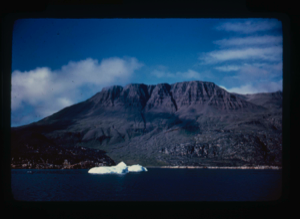 Image: Small iceberg, mountain beyond (2 copies)