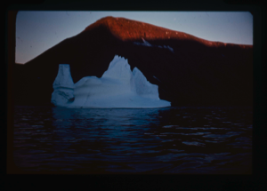 Image: Iceberg;sunset colors on mountain beyond (2 copies)