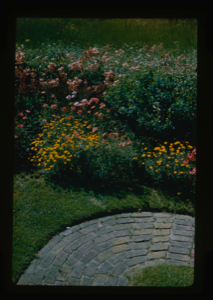 Image: Garden and brick path at MacMillan home