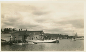 Image: Schooner Bowdoin at dock, without masts