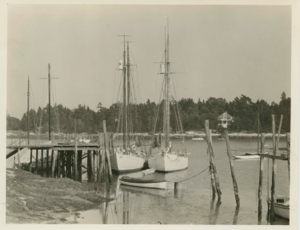 Image: Schooner Bowdoin docked; a second schooner along side