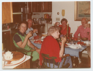 Image: Miriam MacMillan, Helga Morse, Ed Morse and others toasting the start of a lobst