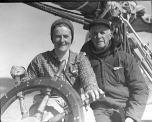 Image of Katie Hettasch and Donald MacMillan on Schooner Bowdoin