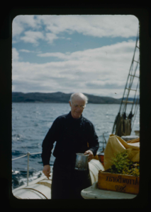 Image: Donald MacMillan on deck, hatless