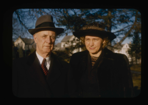 Image: Miriam and Donald MacMillan in dress coats and hats