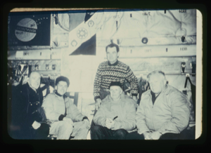 Image: Flight over the North Pole reunion. Includes Donald MacMillan, Lowell Thomas, an