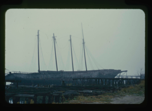Image: Two old schooners near dock from which the Bowdoin sailed (2 copies)