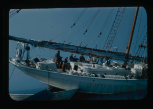 Image of The Bowdoin with seven men aboard