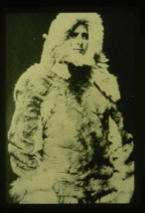 Image: Portrait: Donald MacMillan in furs (B & W)