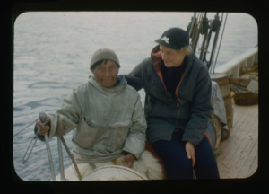 Image of Miriam MacMillan and Ootaq aboard.