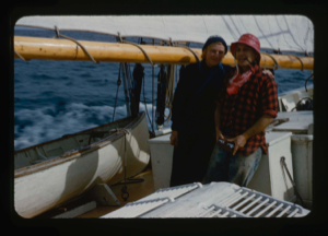 Image of Clayton Hodgdon and Miriam MacMillan aboard