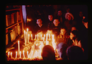 Image of Eskimo [Inuit] children at Christmas candlelight service