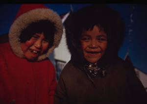 Image of Eskimo [Inuit] girl and boy