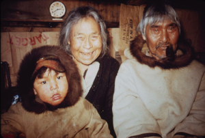 Image of Older Eskimo [Inuit] couple and child