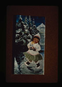 Image of Kate Hettasch painting, Inuit [Inuk] girl carrying candles