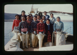 Image: Fifteen Polar Eskimo [Inughuit] women, aboard