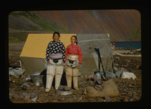 Image of Two Eskimo [Inuit] women beside tent