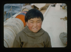 Image: Eskimo [Inuk] boy, aboard (2 copies)