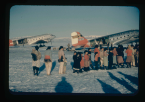 Image: Eskimos [Inuit] lined up by air force planes