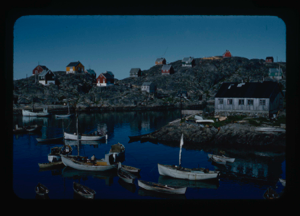 Image: Harbor and village at Sukkertoppen (2 copies)