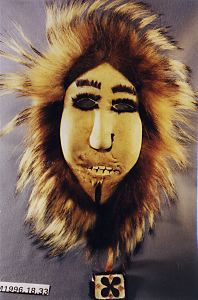 Image of Caribou Skin Mask, Woman with Tattooed Chin and Prominent Teeth