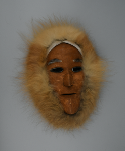 Image: caribou skin mask, female with tawny ruff for hood
