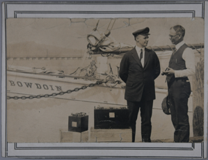 Image: Donald B. MacMillan and man (Mr. Ladd?) standing by Bowdoin