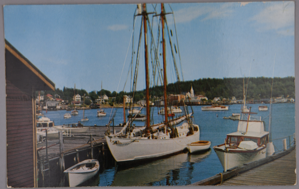 Image: BOWDOIN along Maine Coast, Famed vessel of arctic explorations (w. message)