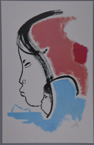 Image: Eskimo [Inuit] mother and child profiles- reproduction of painting (with message)