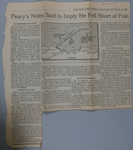 Image of Peary's notes said to imply he fell short of Pole: article
