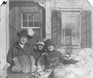 Image: Woman with Cousin Margaret and Miriam Look, in snow