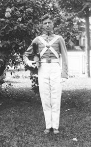 Image: Frederick Look in military school dress uniform, hat in hand