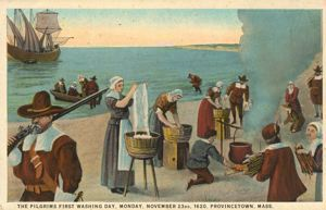 Image of "The Pilgrims' First Washing Day, Monday, November 23, 1620, Provincetown"